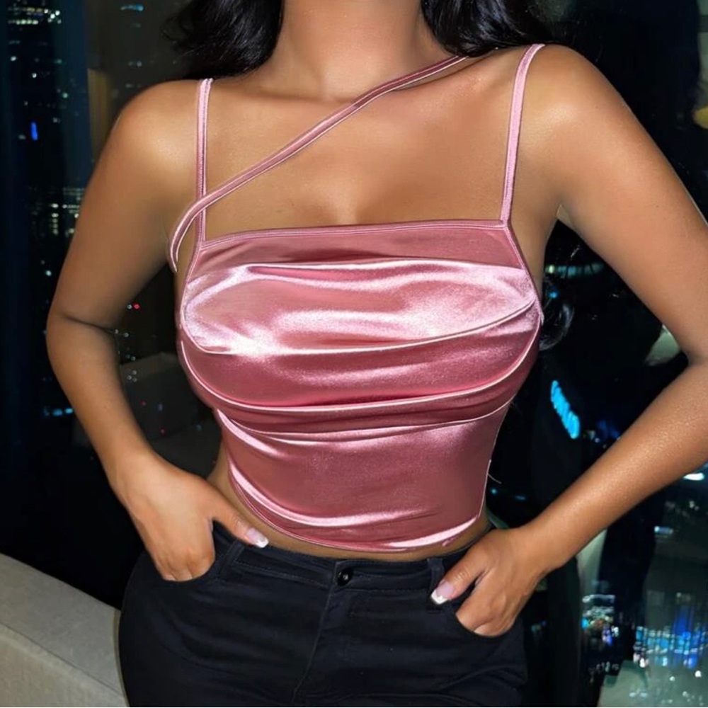 Pink satin top